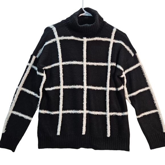 Alison Andrew's Black White Checked Sweater Turtleneck Size Small NWT Classic - Picture 2 of 8
